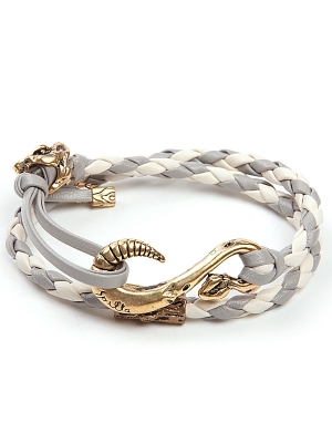 Spalla Double Strap with Brass Bracelet - White/Gray