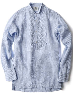 AAS White Blue Seersucker Stripe Shirt - DE08