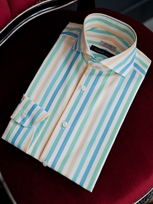 Spalla Wide Spread Collar Shirts - Aqua Stripe Lure at. Exclusive