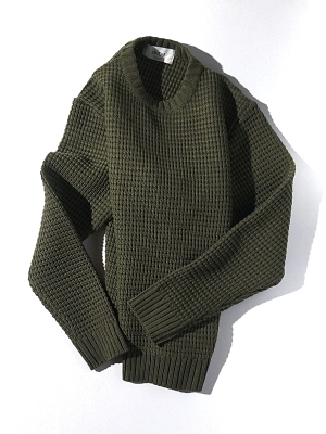 Unitus Waffle Crew Sweater - Olive