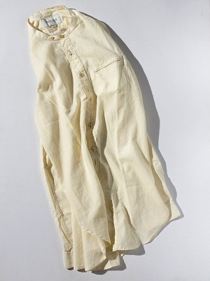 Eastlogue Banded Collar Long Shirt - Vintage Off White