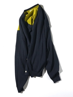 Unitus Color Block Cardigan  - Navy