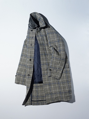 Eastlogue Balmacaan Coat - Beige Blue Check