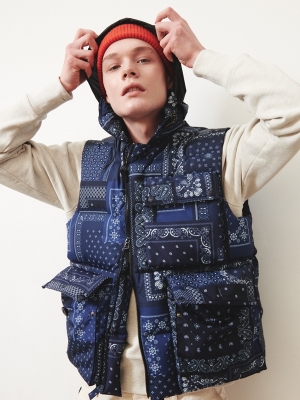 Eastlogue Wind Resistant Down Vest - Navy Paisley